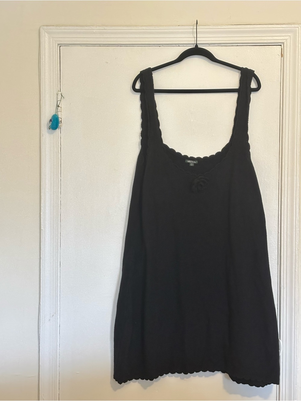 wild fable Black Scoop Neck Tank Sweater dress with Rosette detail